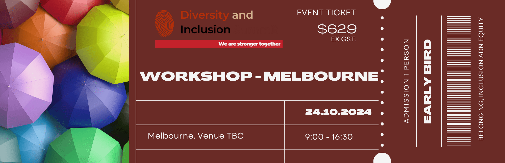 Melbourne 24 October 2024 (Single Ticket) Diversity and
